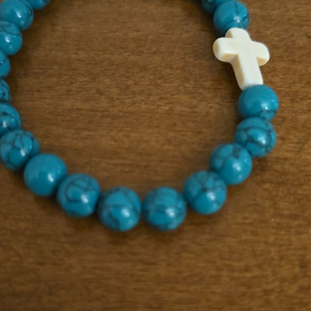 Cross green stone bracelet - Picture 5 of 8